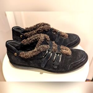 Stuart Weitzman Black Suede Buckle Shoes size 8.5